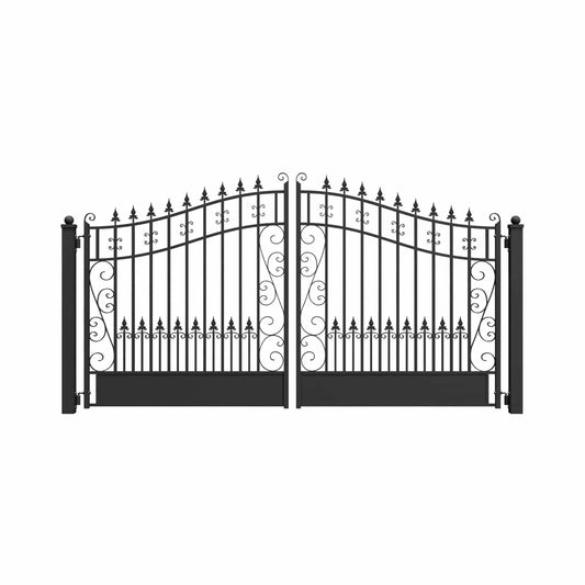 Heavy-Duty Venice-Style Steel Dual-Swing Driveway Gate | Steel | Home Use | Home