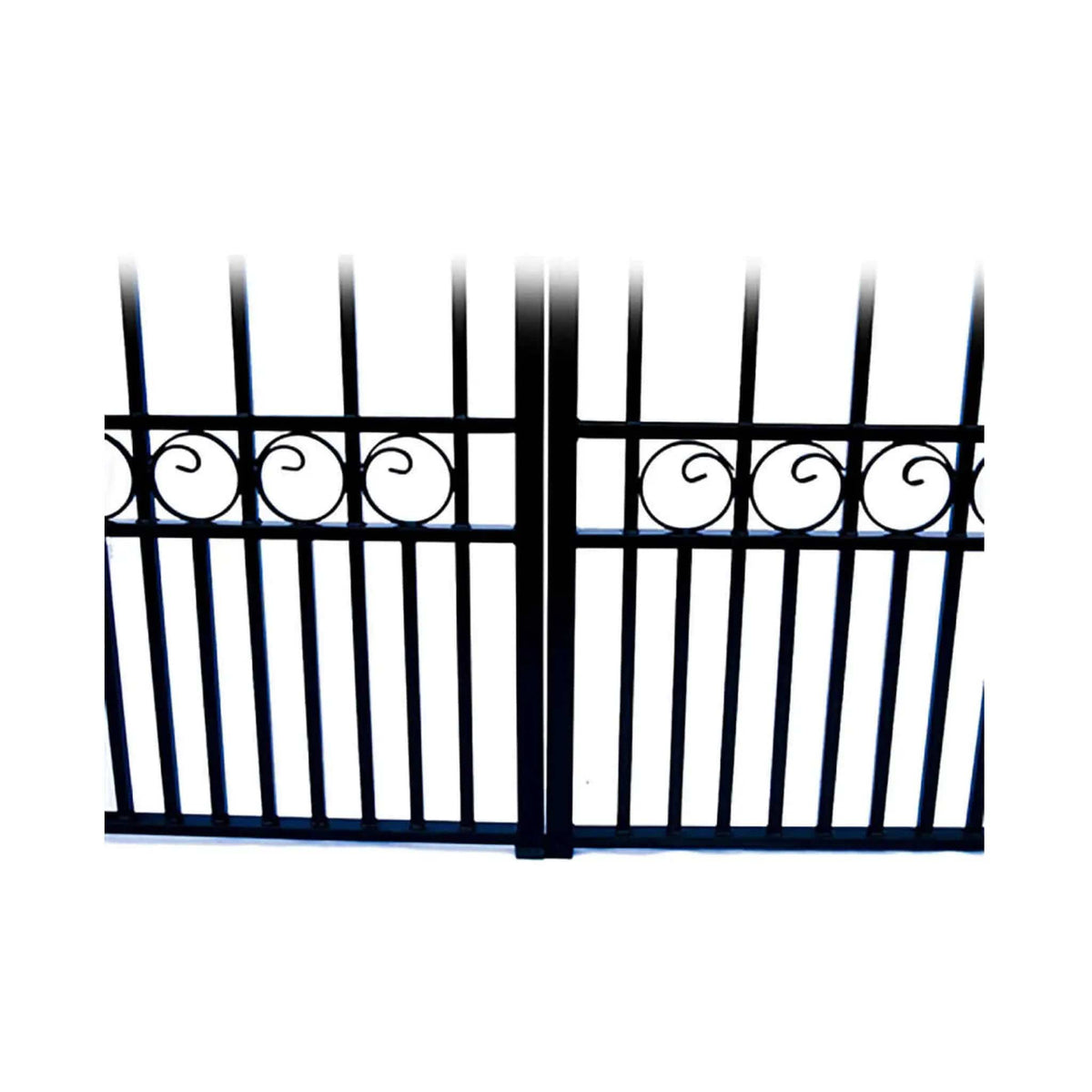 Heavy-Duty London-Style Powder-Coated Galvanized Steel Dual-Swing Driveway Gate | Steel | Home Use | Home
