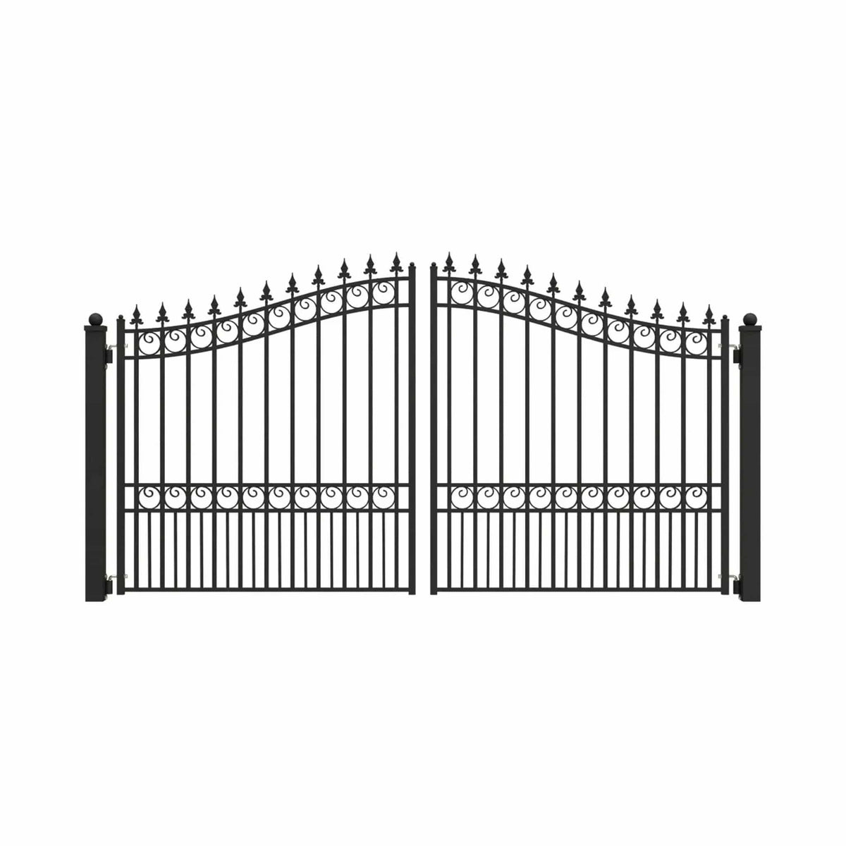 Heavy-Duty London-Style Powder-Coated Galvanized Steel Dual-Swing Driveway Gate | Steel | Home Use | Home