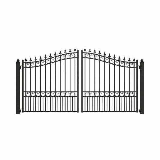 Heavy-Duty London-Style Powder-Coated Galvanized Steel Dual-Swing Driveway Gate | Steel | Home Use | Home