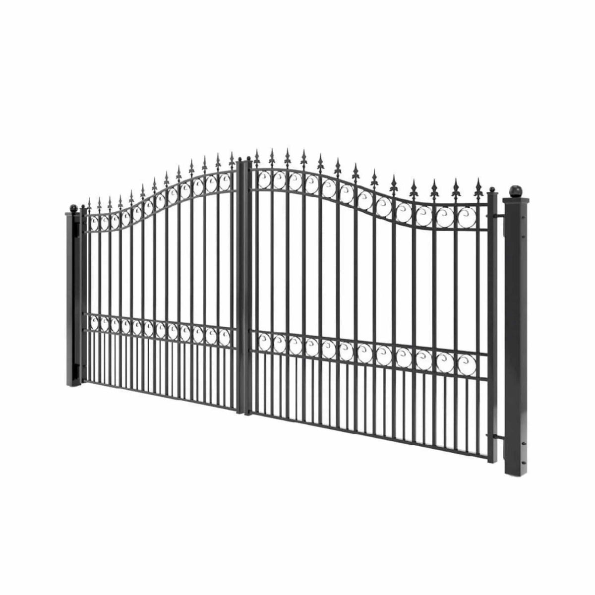 Heavy-Duty London-Style Powder-Coated Galvanized Steel Dual-Swing Driveway Gate | Steel | Home Use | Home