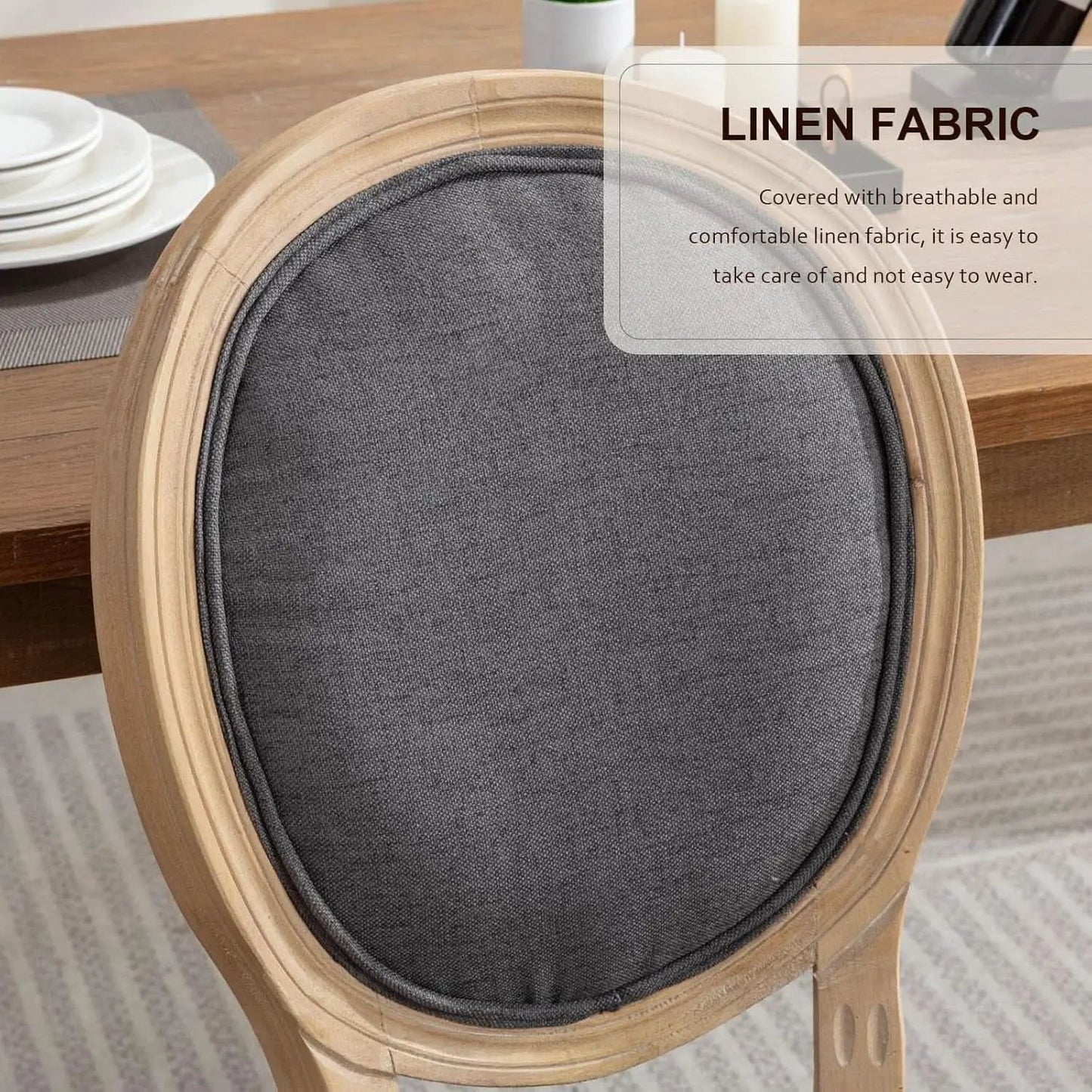 Upholstered Dining Chairs Set Of 6 Grey Fabric Oval Back from PriceLows™