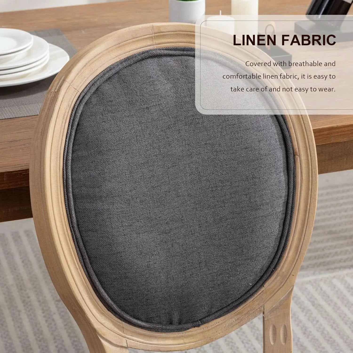 Upholstered Dining Chairs Set Of 6 Grey Fabric Oval Back from PriceLows™