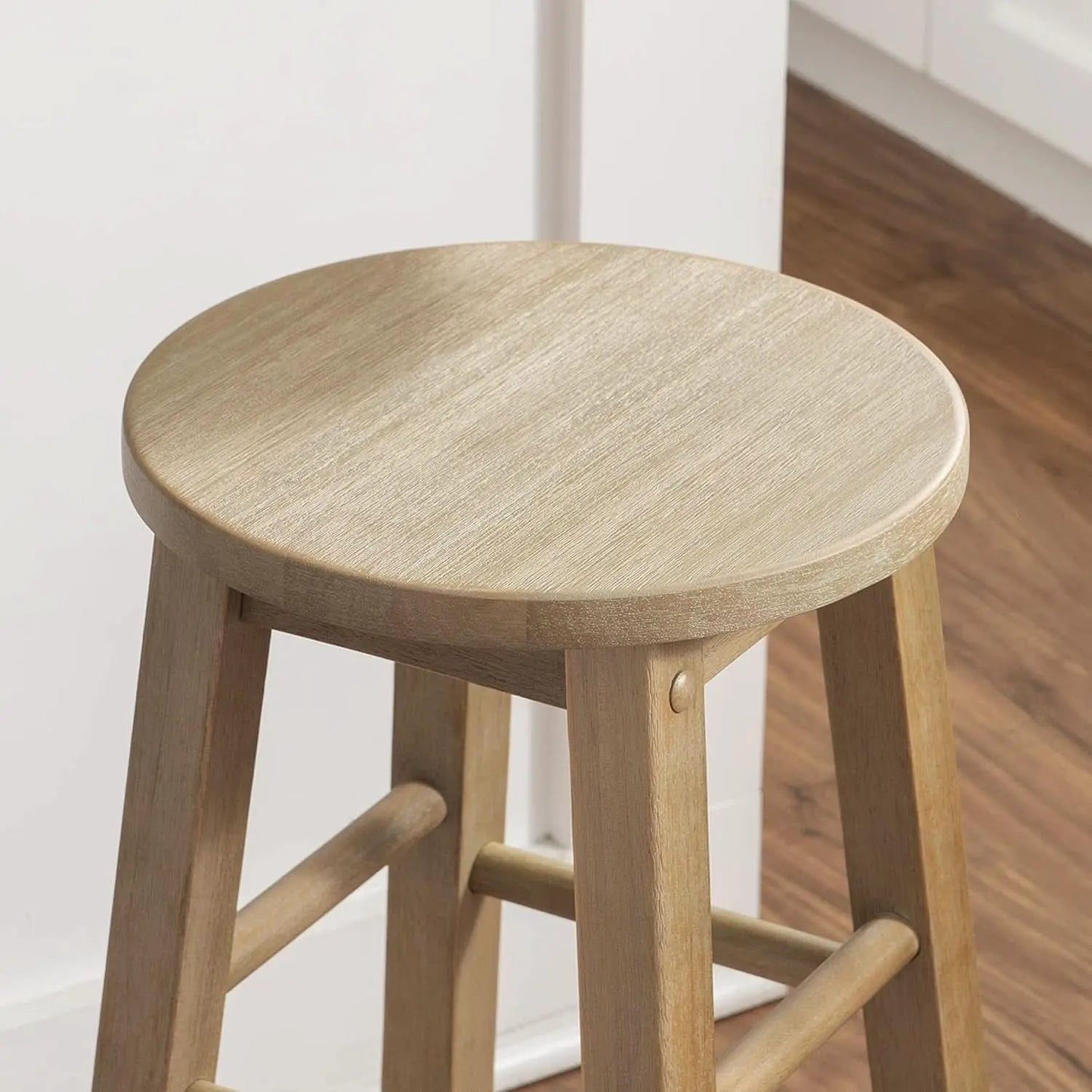 Zeke Grey Wash 24 Inch Counter Stool Round Seat Modern from PriceLows™