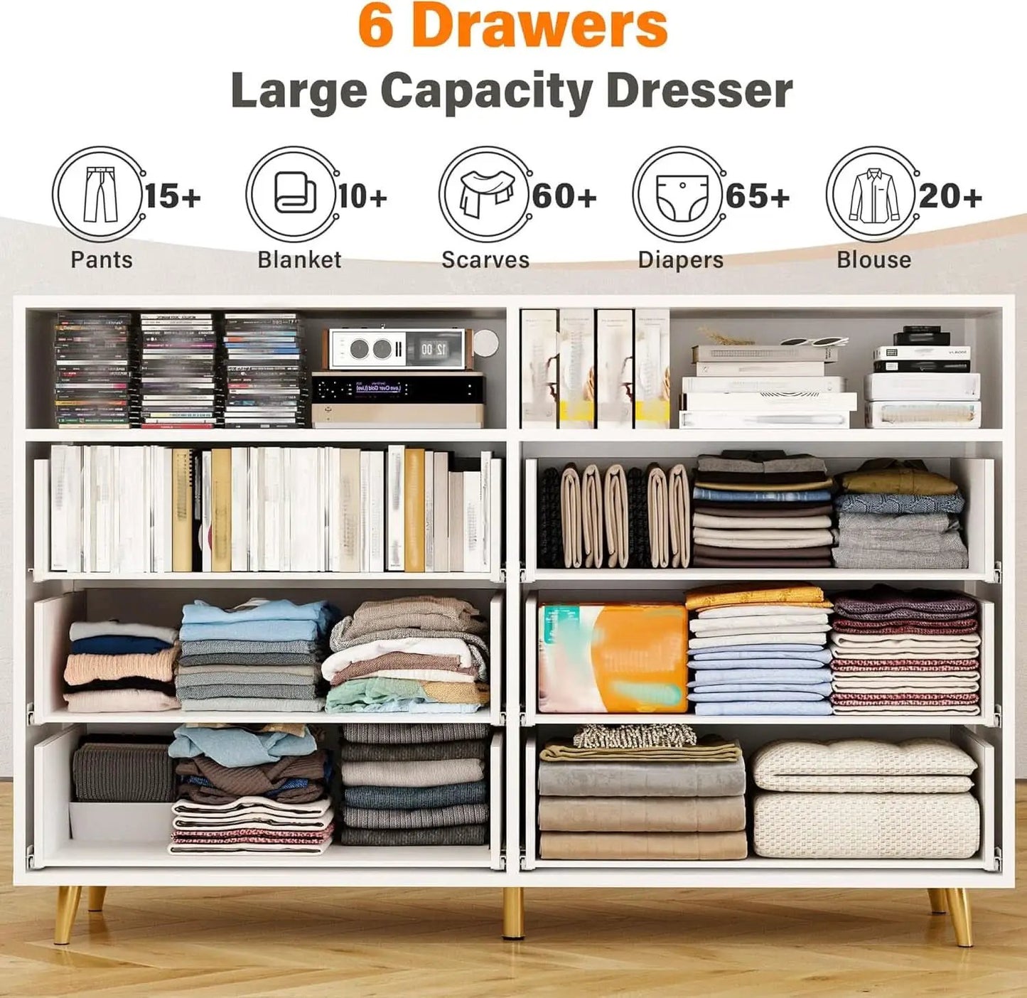 Elegant White Dresser With Integrated LED Lighting from PriceLows™
