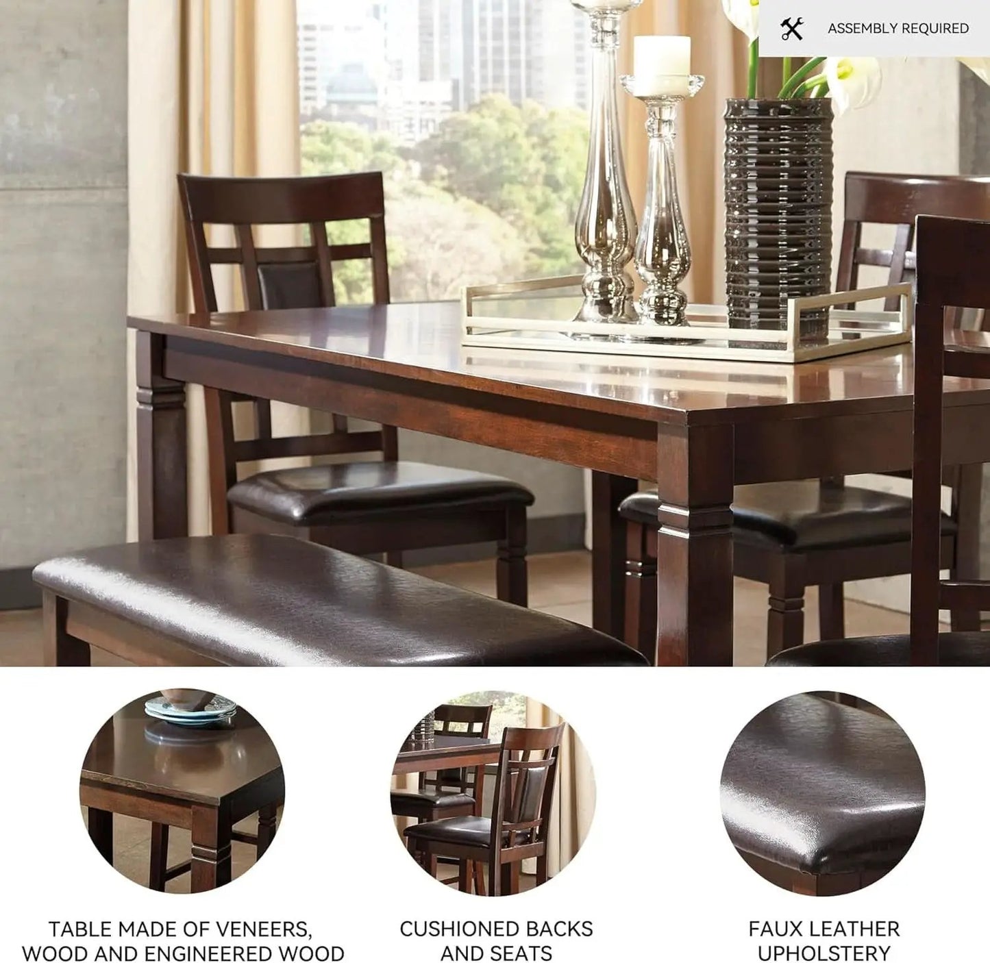 Brown Contemporary Engineered Wood Dining Table Set from PriceLows™
