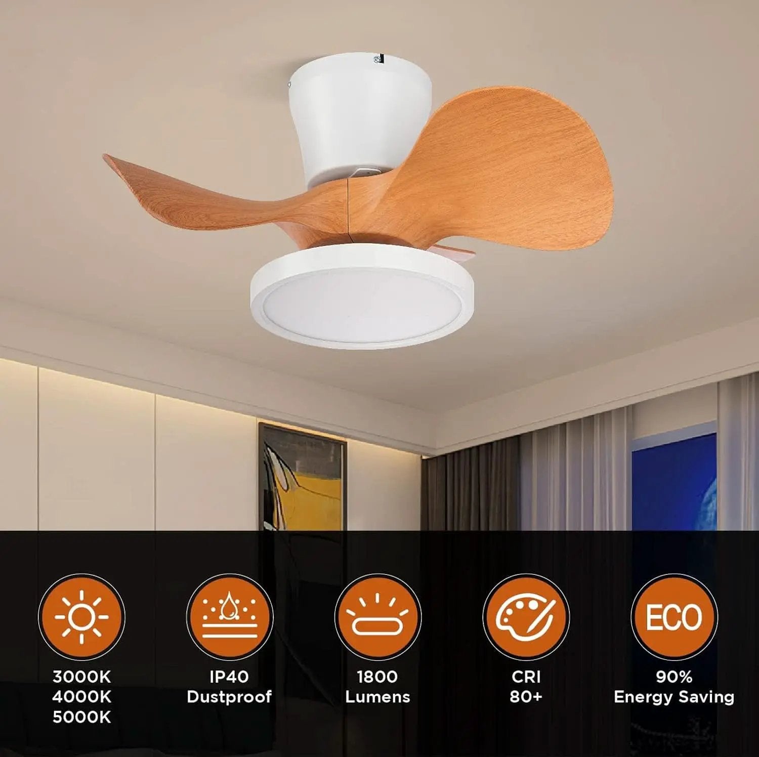 22 Inch Ceiling Fan With LED Light For Kitchen And Bedroom from PriceLows™