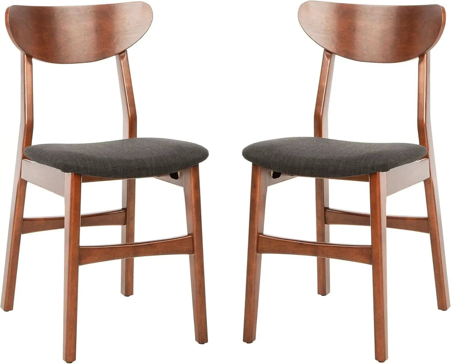 Walnut Finish Dining Chairs With Black Cushions Set Of 2 from PriceLows™