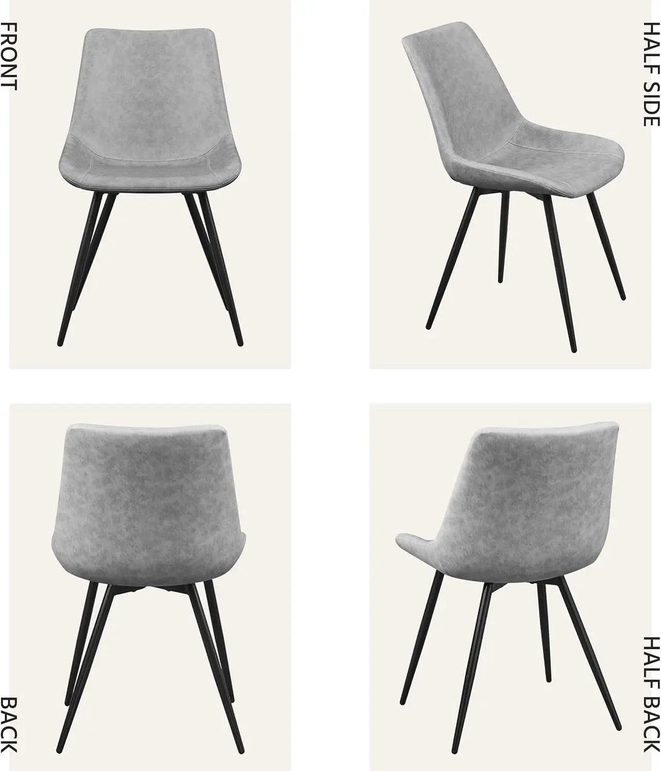 Dining Chairs Set Of 2 Grey Faux Leather With Metal Legs from PriceLows™