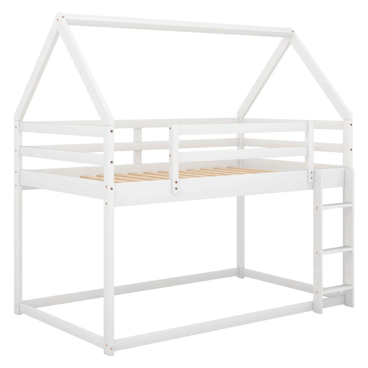 Low Bunk Bed | House-Shaped Frame | Ladder Included | Pine Wood Construction