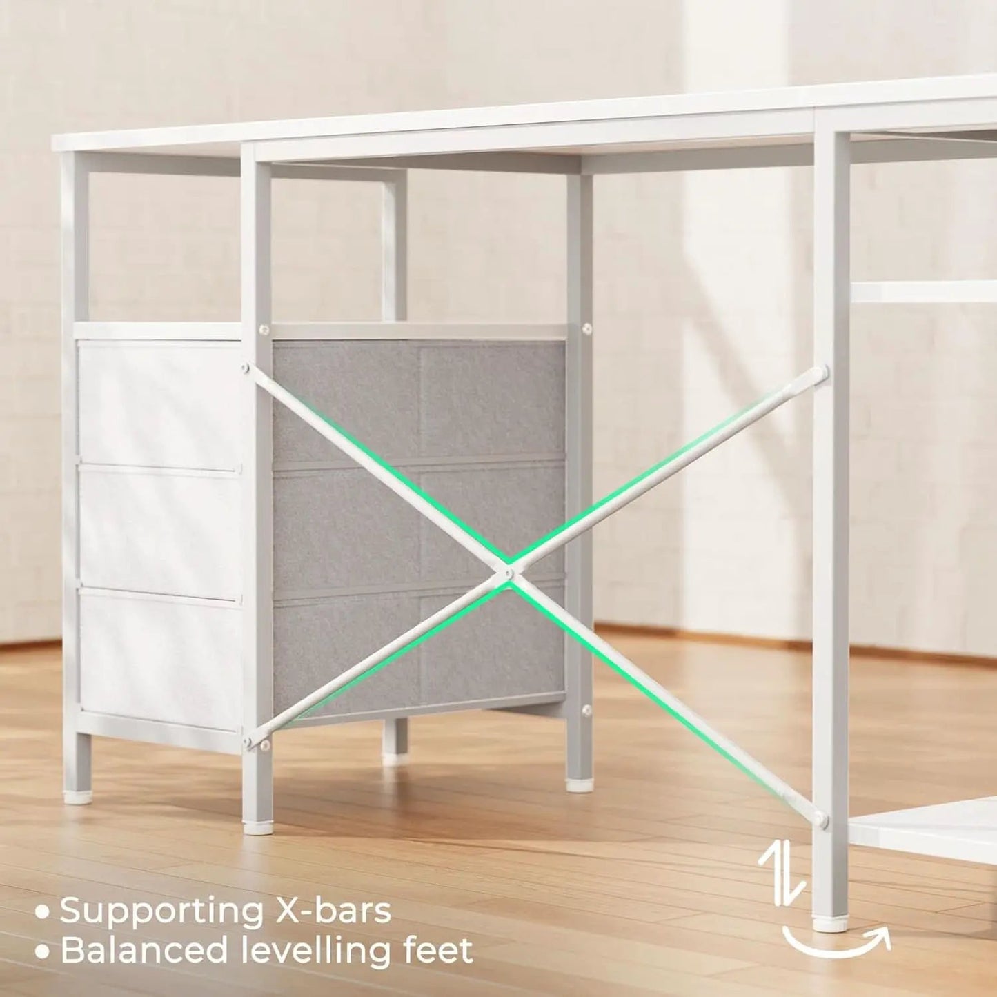 47 Inch L Shaped Desk With Power Outlets For Home Office from PriceLows™