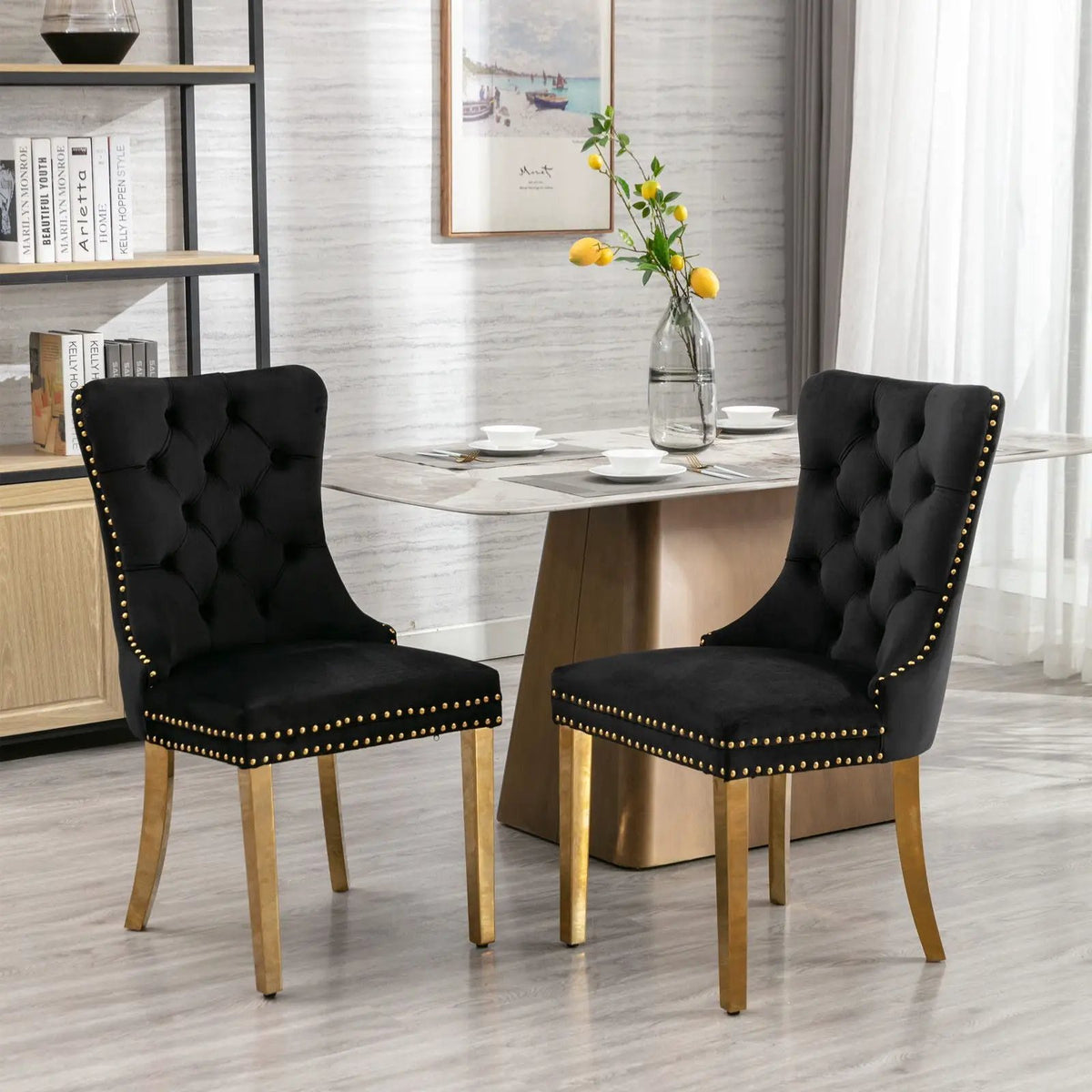Dining Chair | Tufted Upholstery | Solid Wood Frame | Set Of 2
