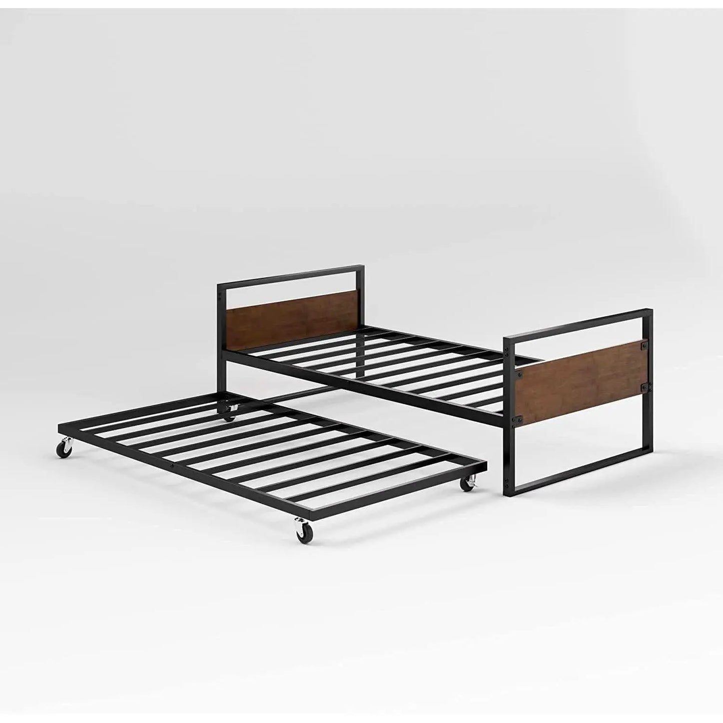Twin Over Full Metal Bunk Beds With Trundle In Black from PriceLows™