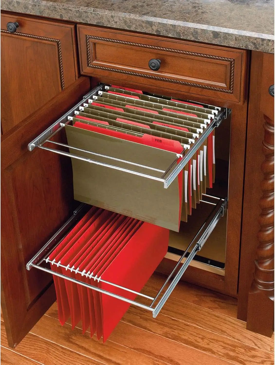 Two Tier Base Cabinet File Drawer Organizer Chrome 14.5 in from PriceLows™
