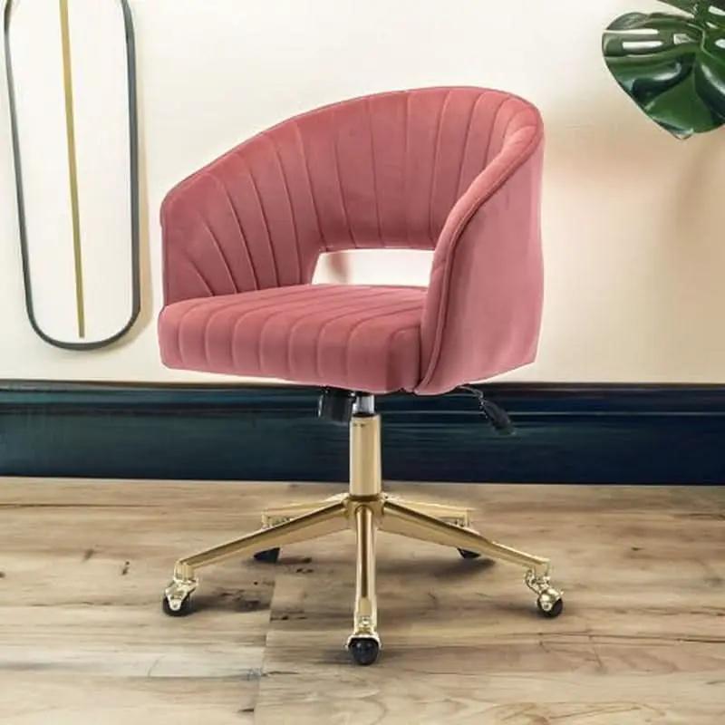 Rose Velvet Office Desk Chair With Ergonomic Design And Swivel Wheels from PriceLows™