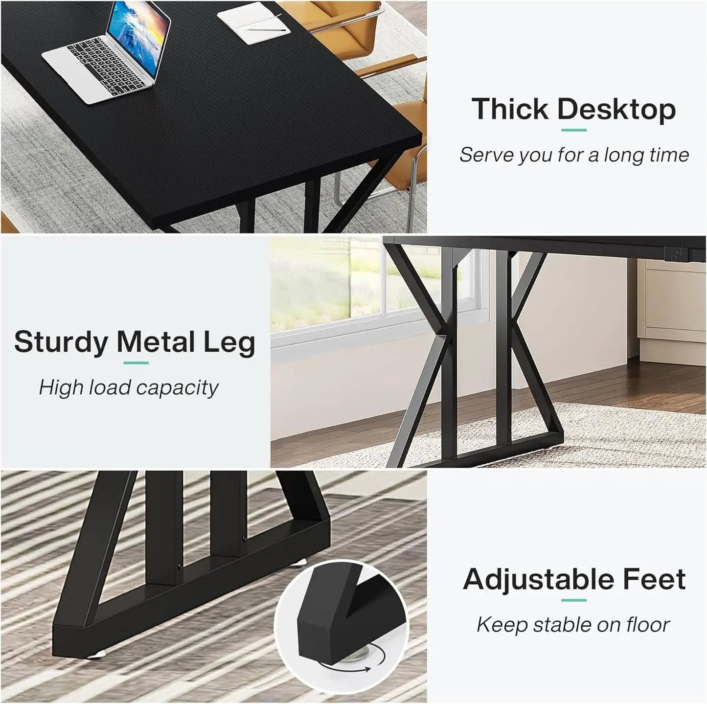 78.7 Inch Black Executive Desk Home Office Computer Desk from PriceLows™