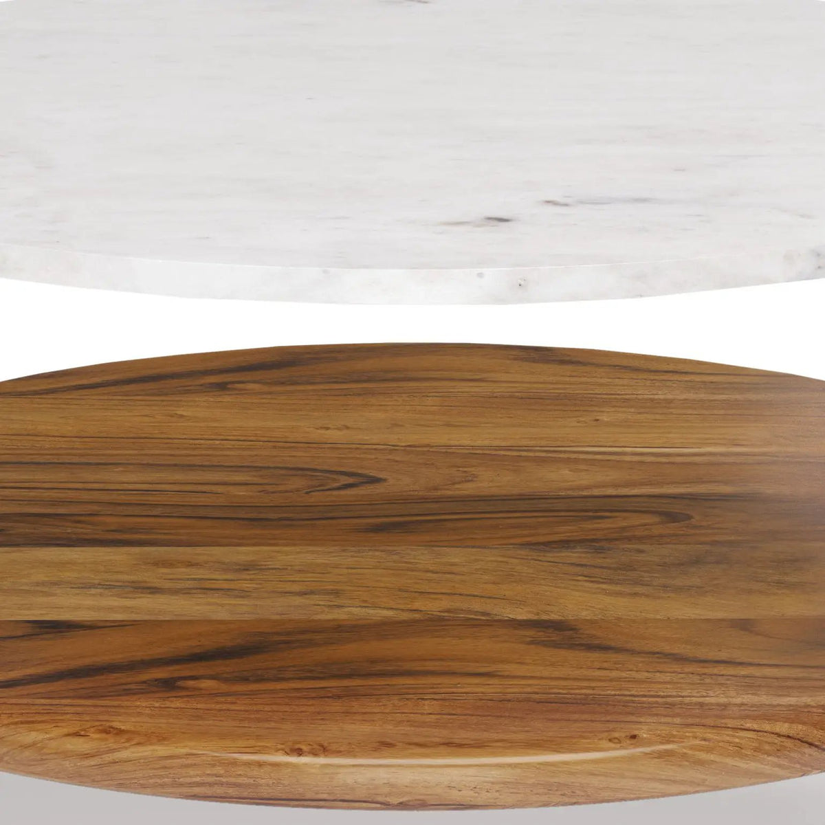 Wagner Round Marble And Wood Coffee Table | Solid Acacia | Open Bottom Shelf | 29.9 Inch Diameter