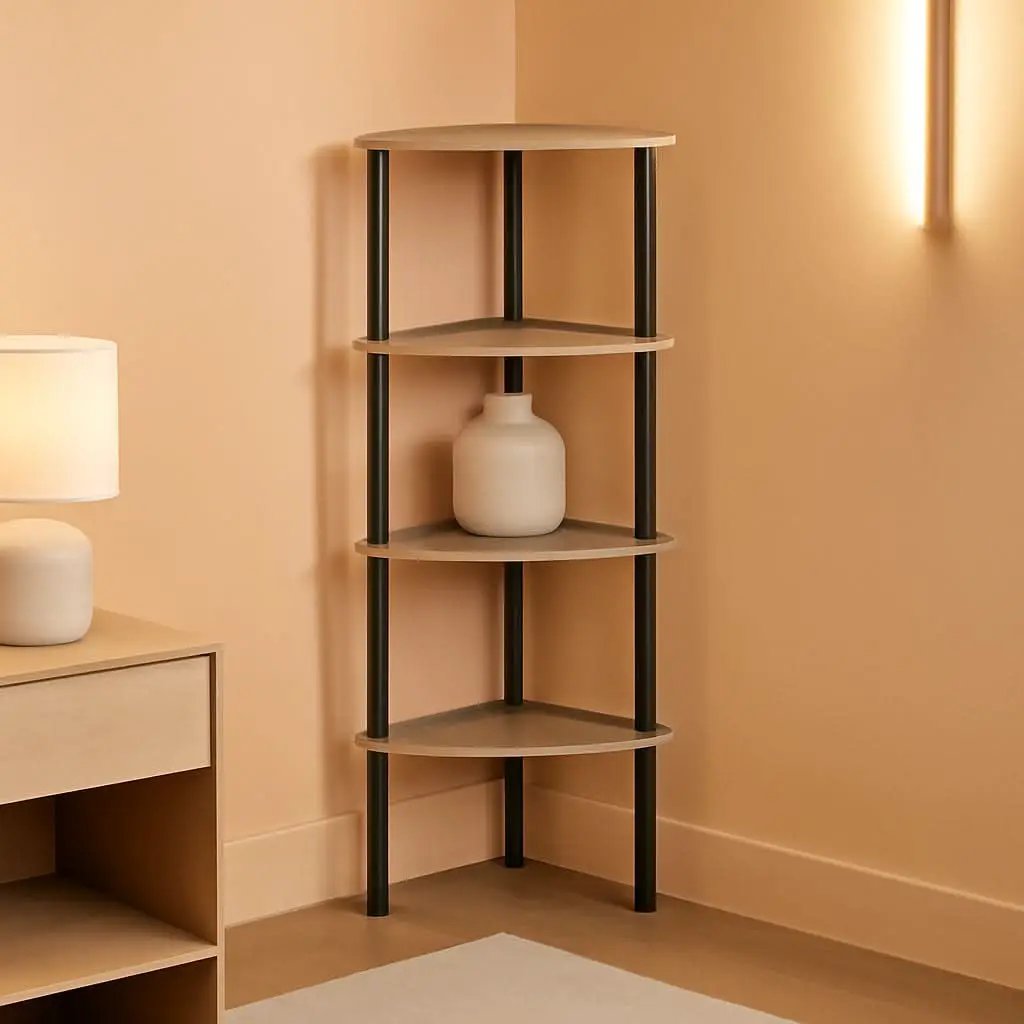Industrial 5 Tier Corner Shelf Stand With Metal Frame from PriceLows™