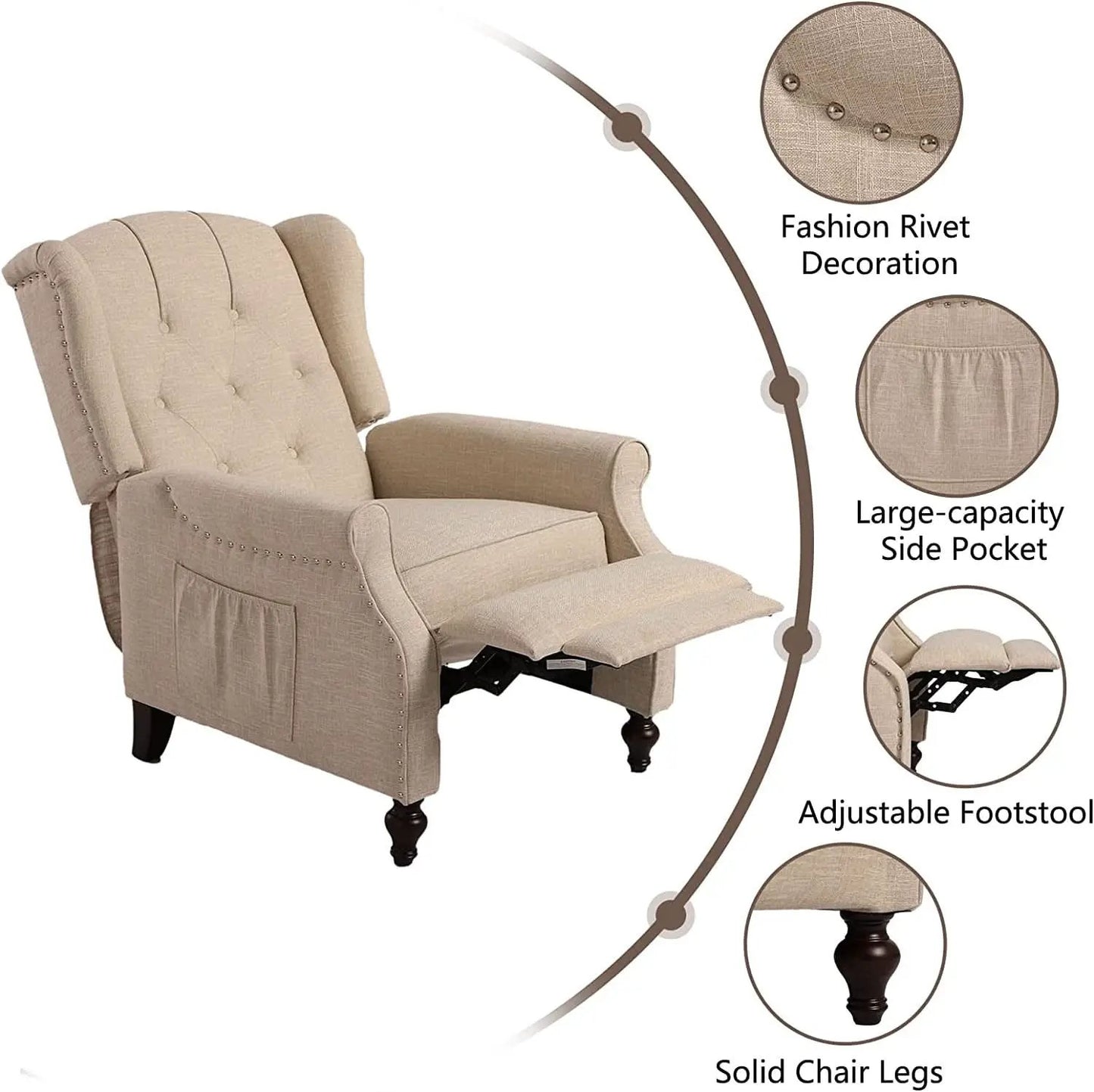 Wingback Recliner Chair With Massage And Heat For Living Room from PriceLows™