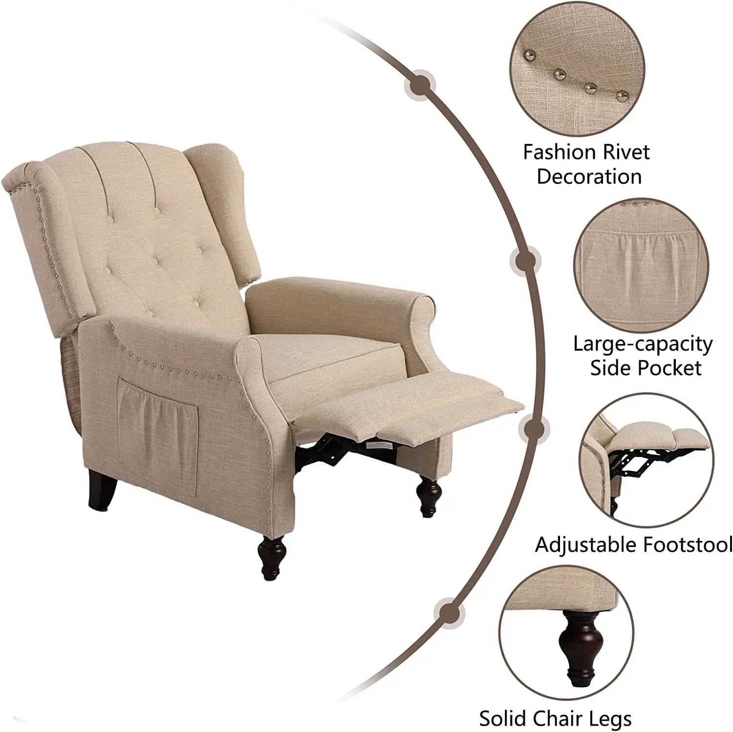 Wingback Recliner Chair With Massage And Heat For Living Room from PriceLows™