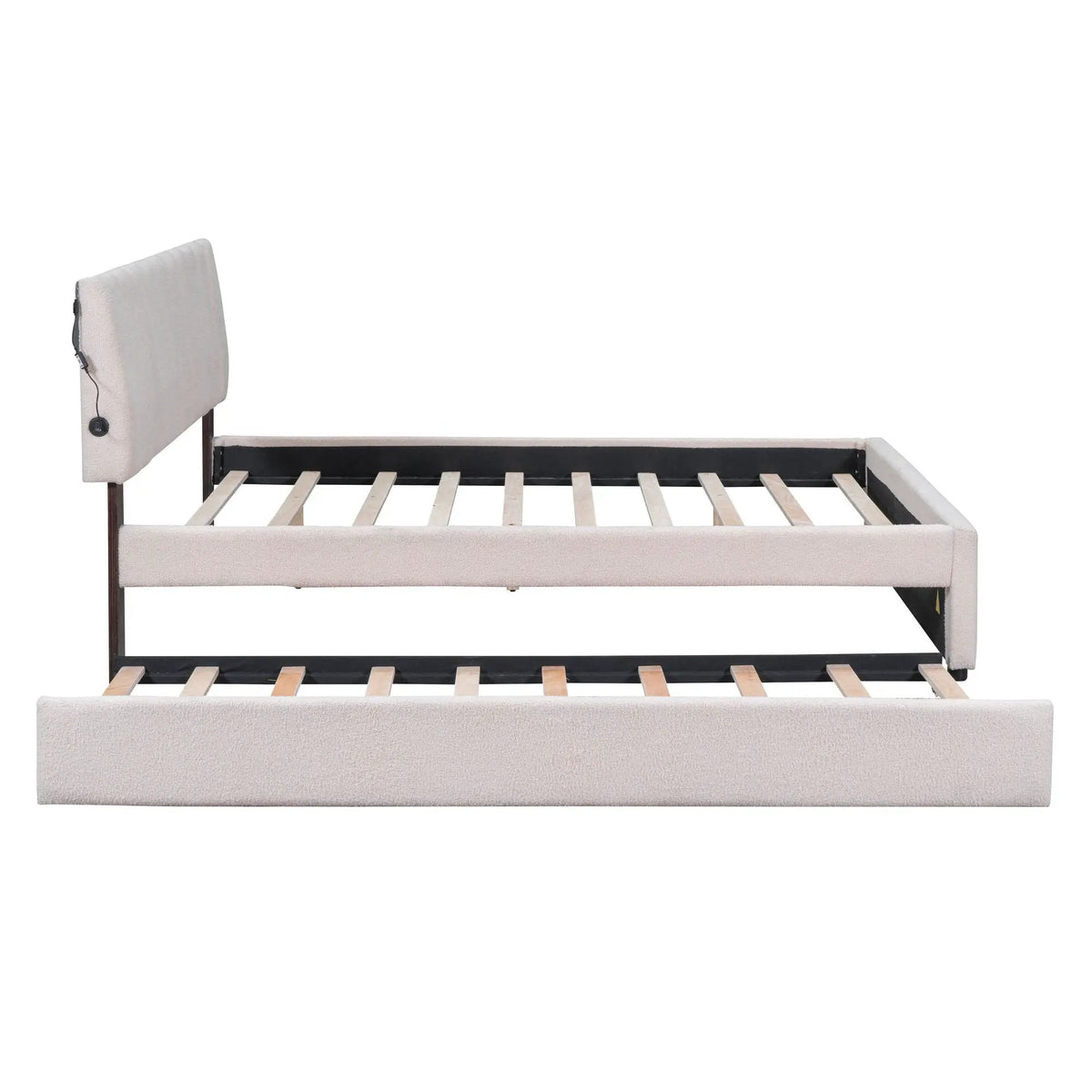 Upholstered Platform Bed | Trundle Included | Comfortable Design | 76 Inch Length