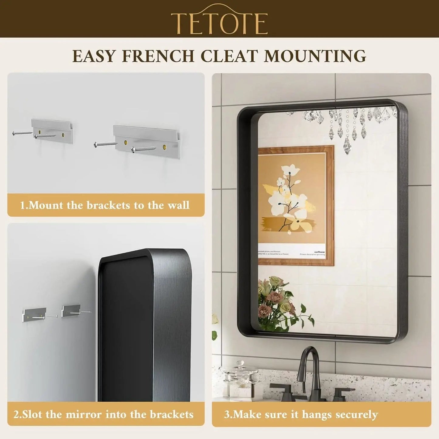 40 By 30 Inch Brushed Brass Bathroom Mirror Wall Mounted from PriceLows™
