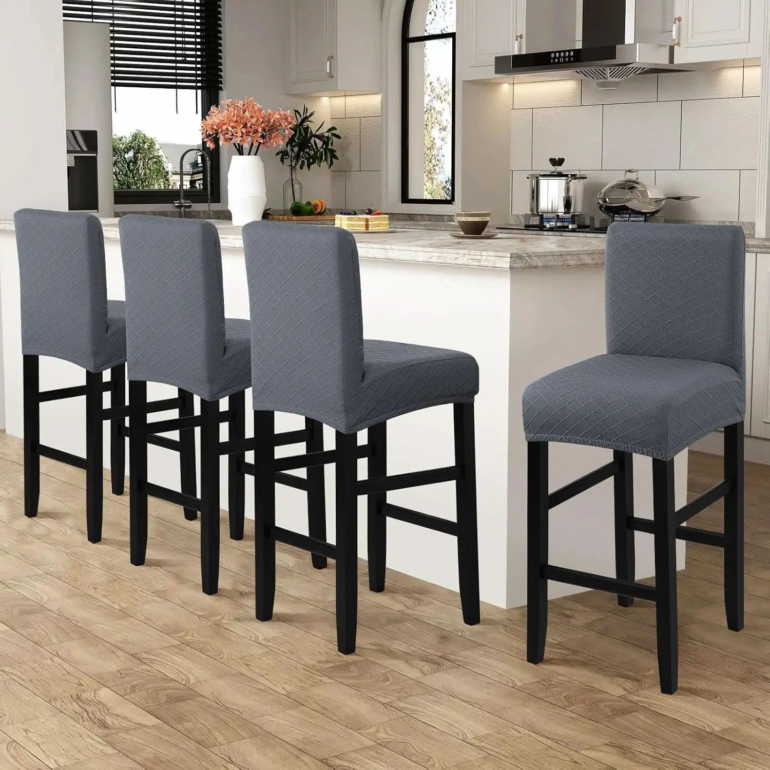 Waterproof Bar Stool Covers Grey Slipcovers 4 Pack Set from PriceLows™