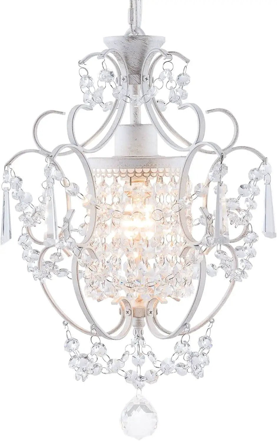 White Mini Crystal Chandelier Ceiling Light 1 Light Fixture from PriceLows™
