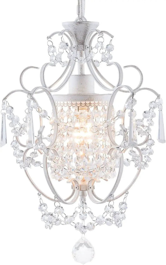 White Mini Crystal Chandelier Ceiling Light 1 Light Fixture from PriceLows™