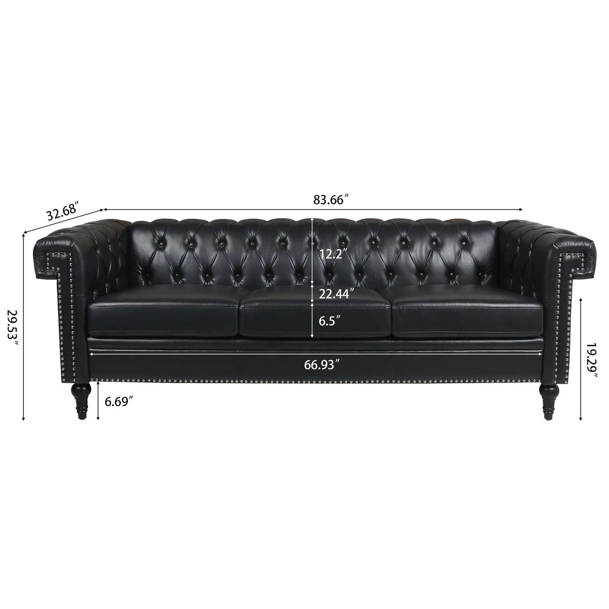 3 Seater Sofa | Square Arm Frame | Removable Cushions | High Density Fill