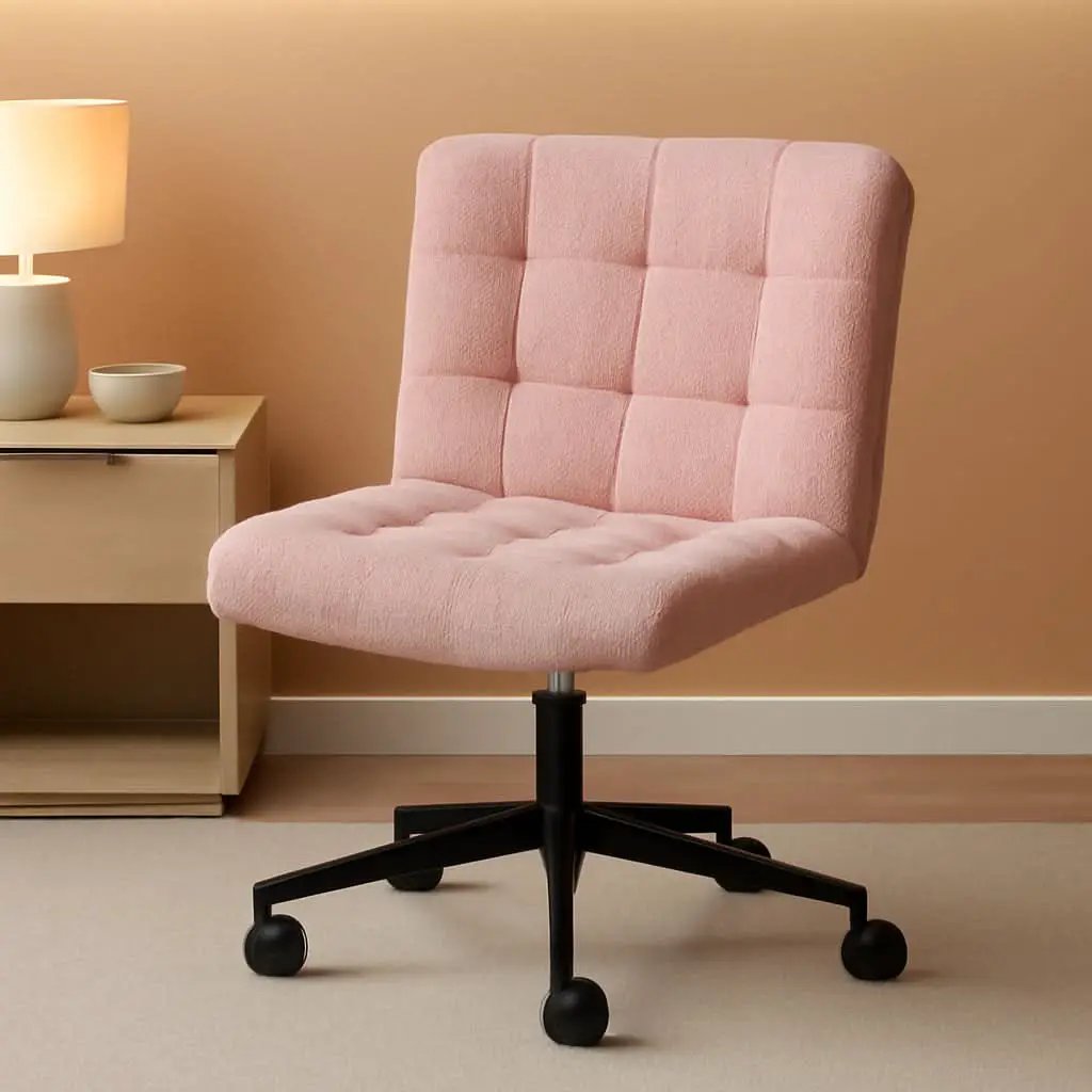 Pink Swivel Office Chair With Wheels Height Adjustable from PriceLows™