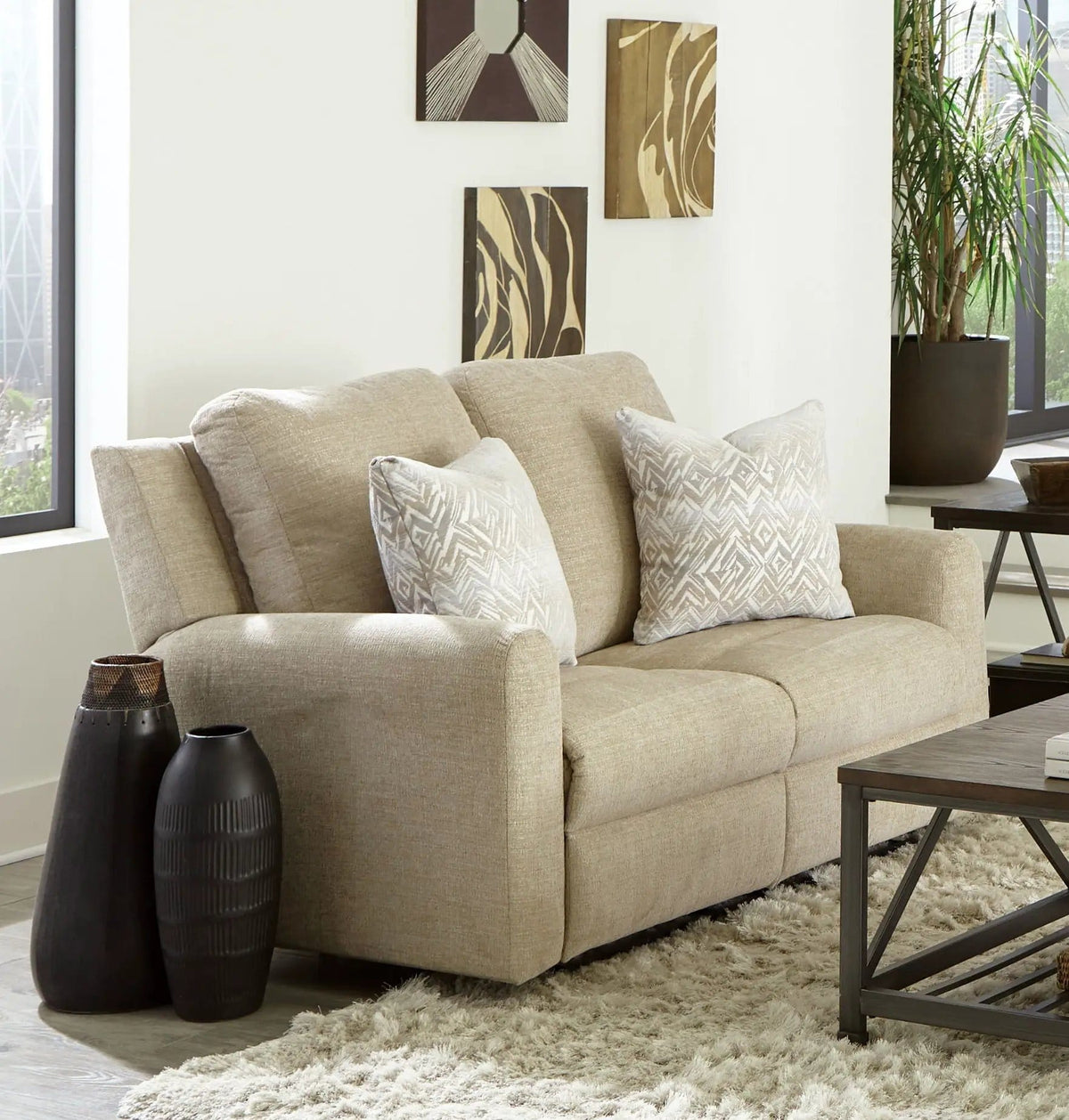 Calvin Reclining Loveseat | 4 Pieces | Chenille & Fabric | Living Room