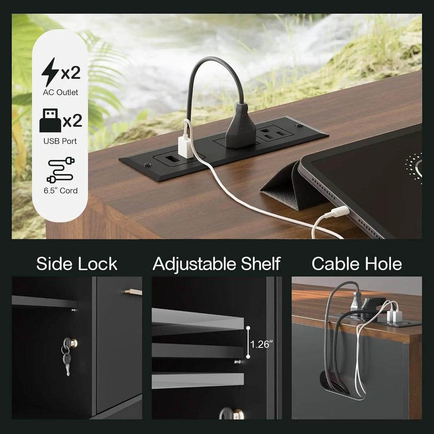 Black Walnut Professional Four Drawer File Cabinet from PriceLows™