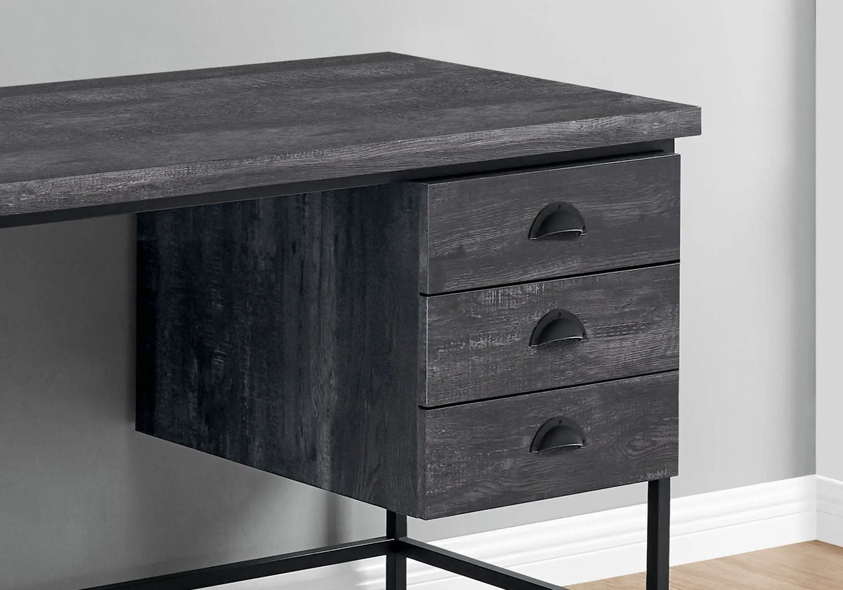 Computer Desk | 3 Storage Drawers | Metal Glides | 55.25 Inch Length