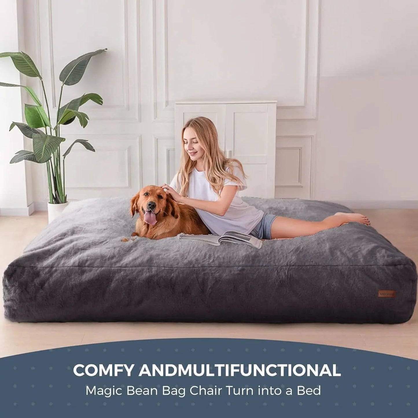 Giant Bean Bag Chair Bed for Adults Convertible Lounger from PriceLows™
