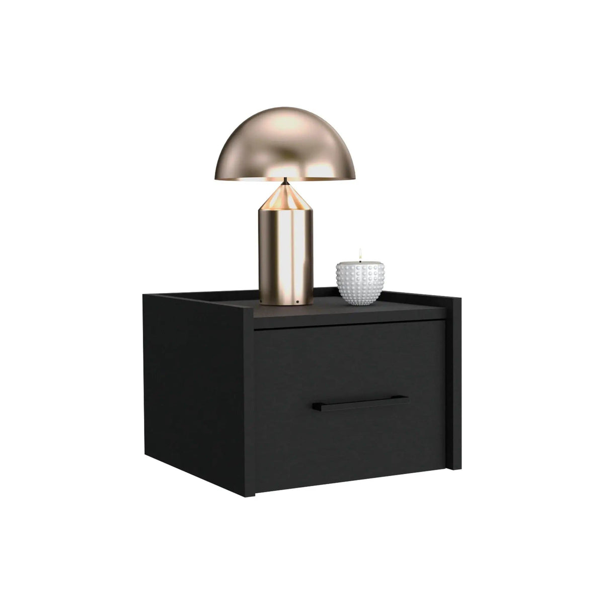 Floating Nightstand, Space Saving Design With Handy Drawer And Surface - | 13.2 x 13.8 x 9.8 in | Wood | Black