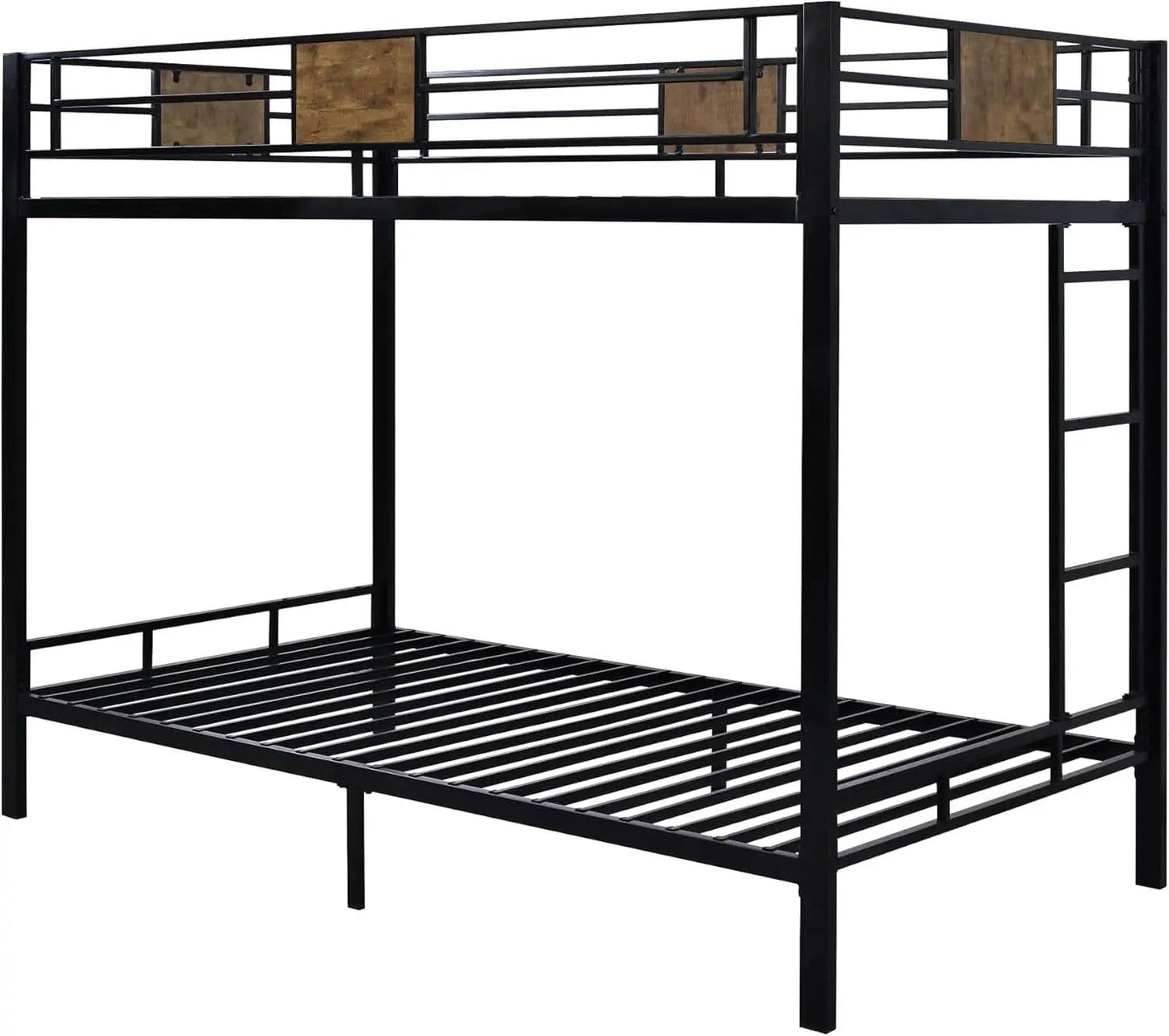 Twin Over Twin Bunk Bed Black Space Saving Metal Frame from PriceLows™