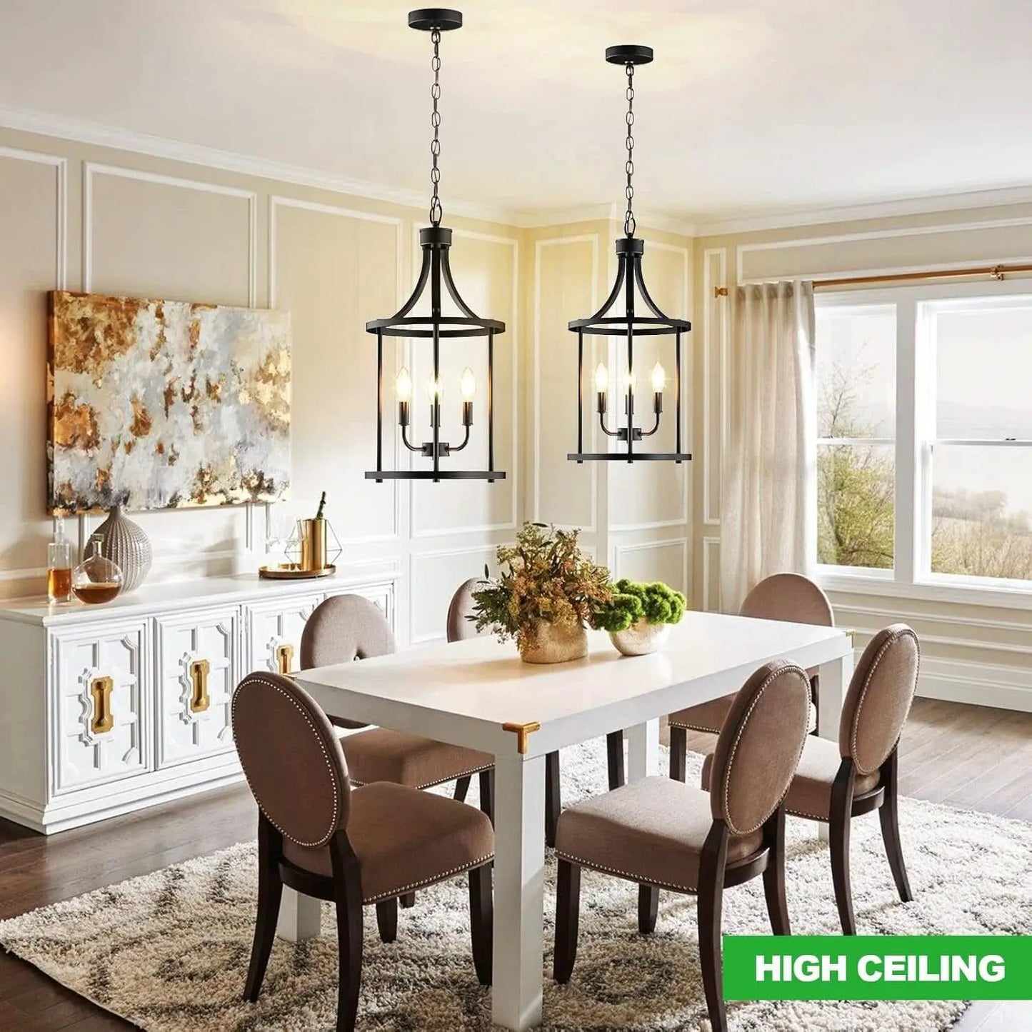 Three Light Matte Black Farmhouse Pendant Chandelier from PriceLows™