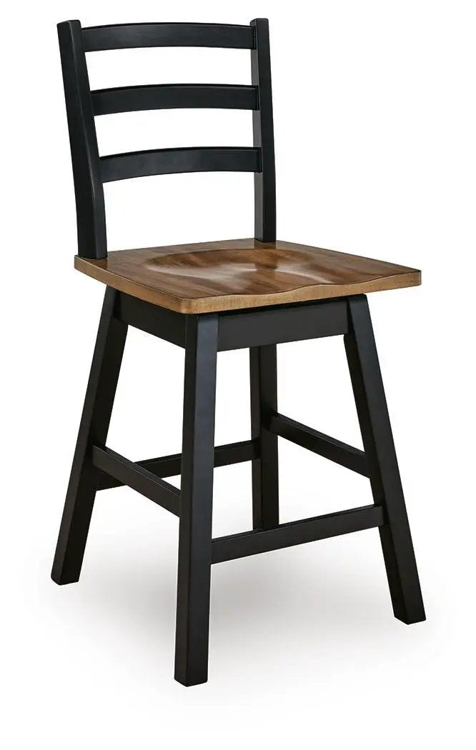 Wildenauer Swivel Stool | Set Of 2 | Butcher-Block Style Seat | Farmhouse Motif