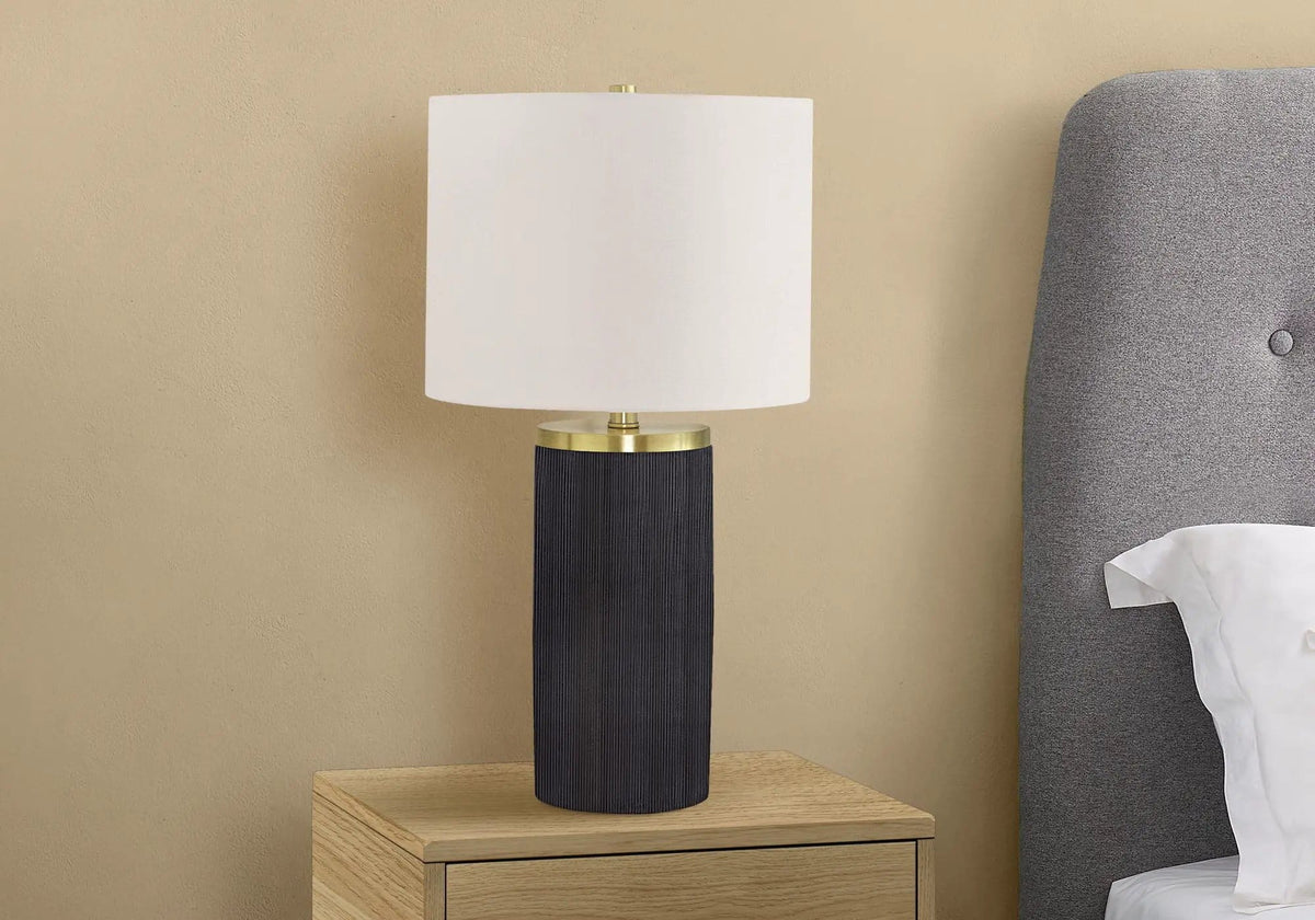 Lighting, Table Lamp, Concrete, Modern - | 13 x 13 x 24 in | Linen & Concrete | Black