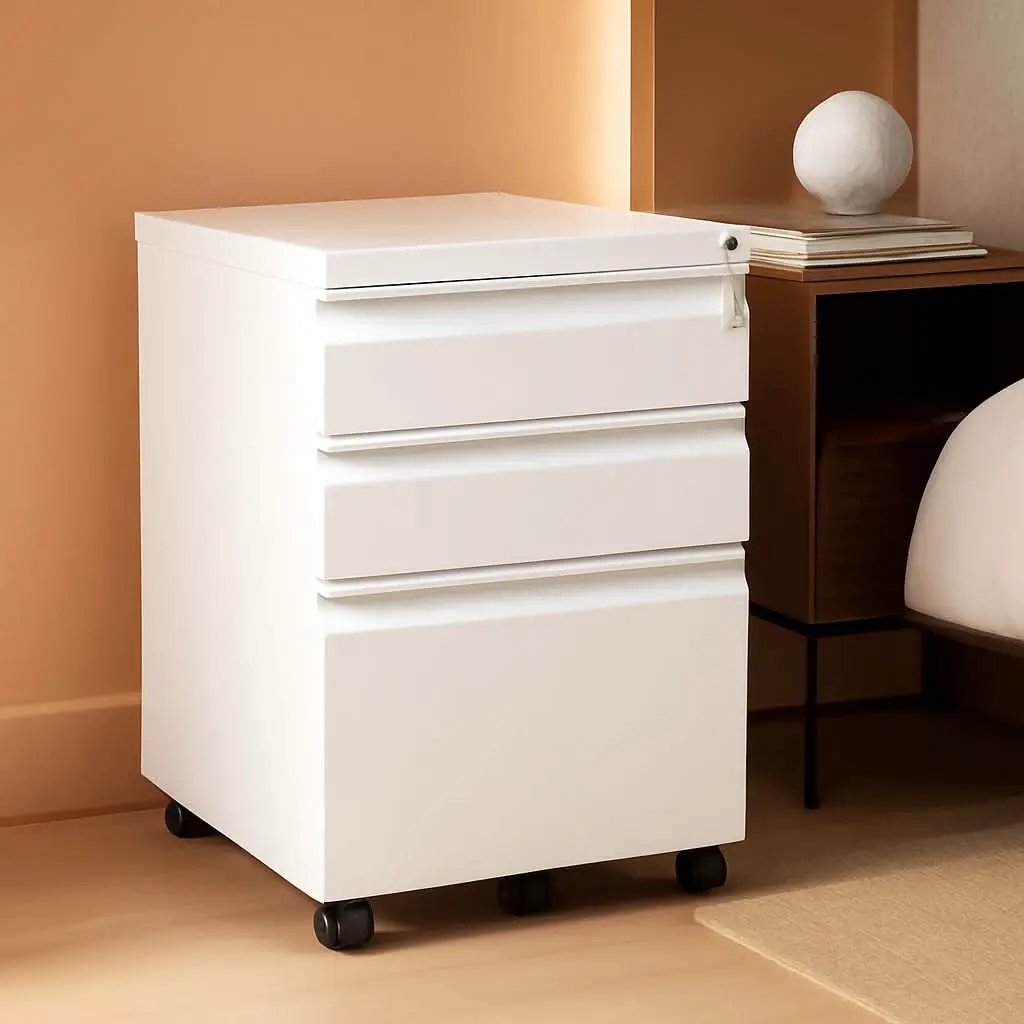 3 Drawer Mobile File Cabinet With Lock Under Desk Metal Office File Cabinet For Legal Letter A4 Files from PriceLows™