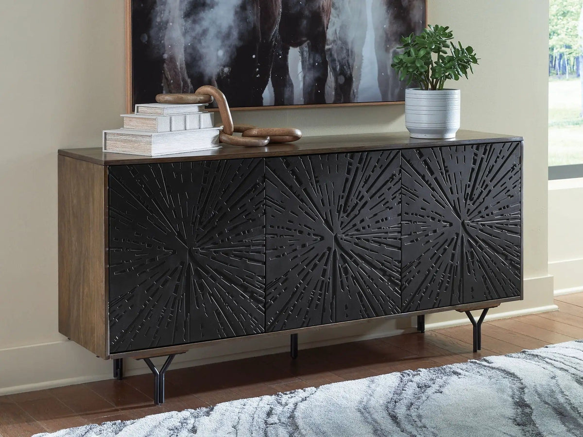 Lavinmont Accent Cabinet | 64.13 x 16.13 x 30.13 in | Mango Wood & Metal | Multi Brown