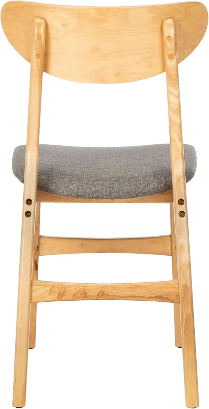 Dining Chair Set Of 2 With Grey Cushions And Natural Wood from PriceLows™