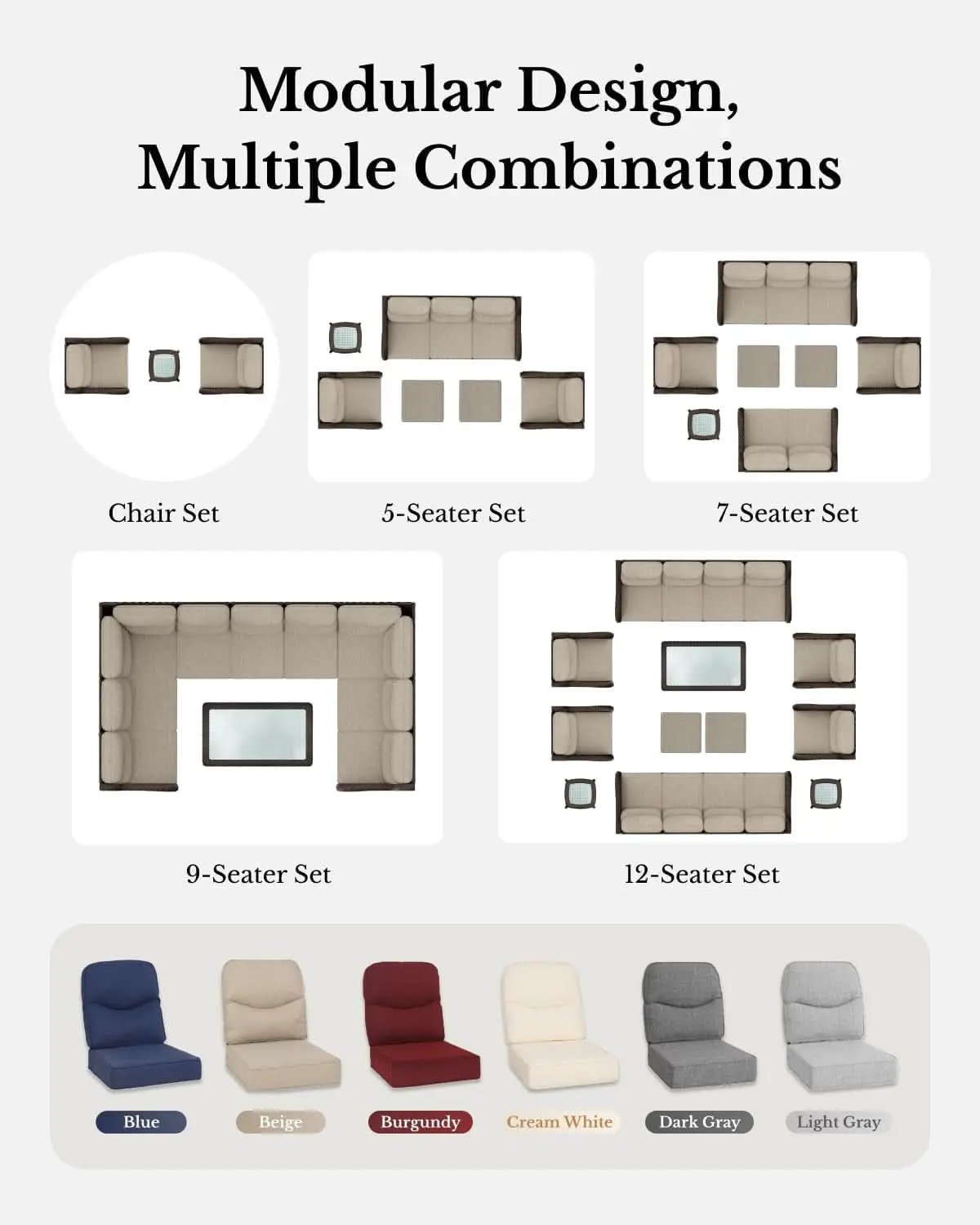 Luxury Outdoor Patio Furniture Set with Thick Cushions from PriceLows™