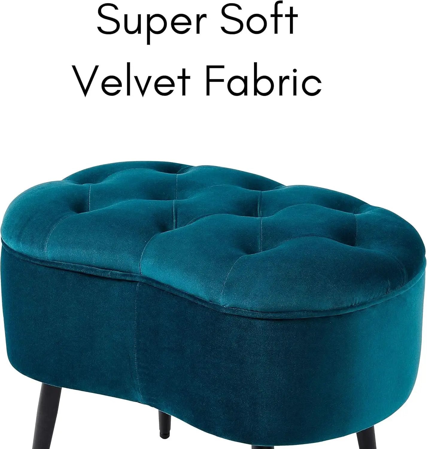 Indulgent Teal Velvet Tufted Oblong Ottoman 22.5X15 from PriceLows™