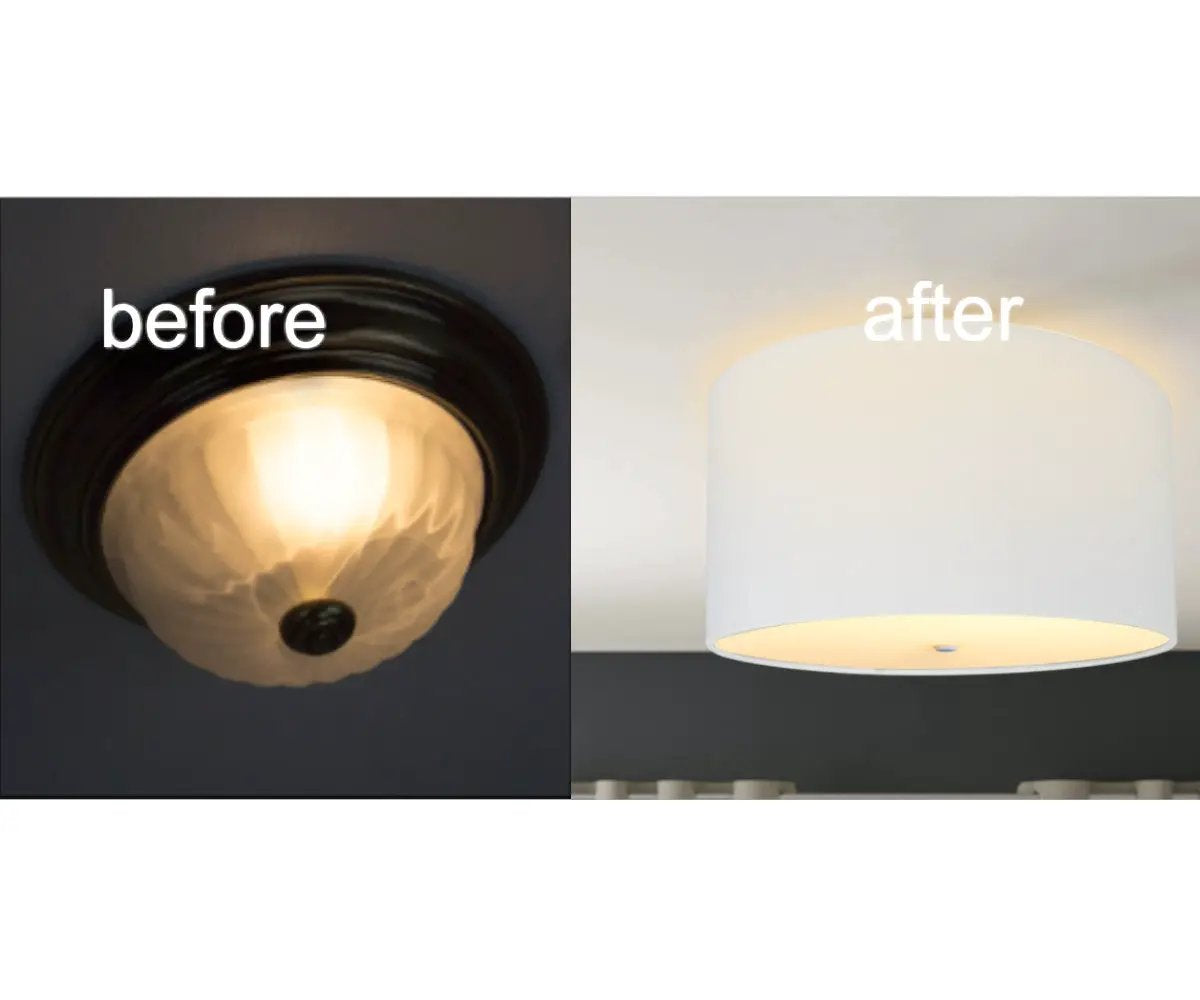 Flush Mount Conversion Kit | 16 Inches | Moderne White Linen Shade