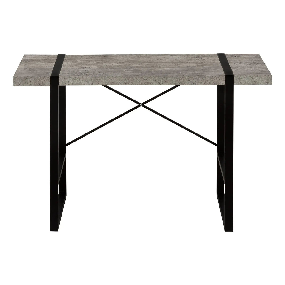 Industrial Design Computer Desk | 49 Inch Width | Thick-Panel Desktop | X-Shaped Metal Bar