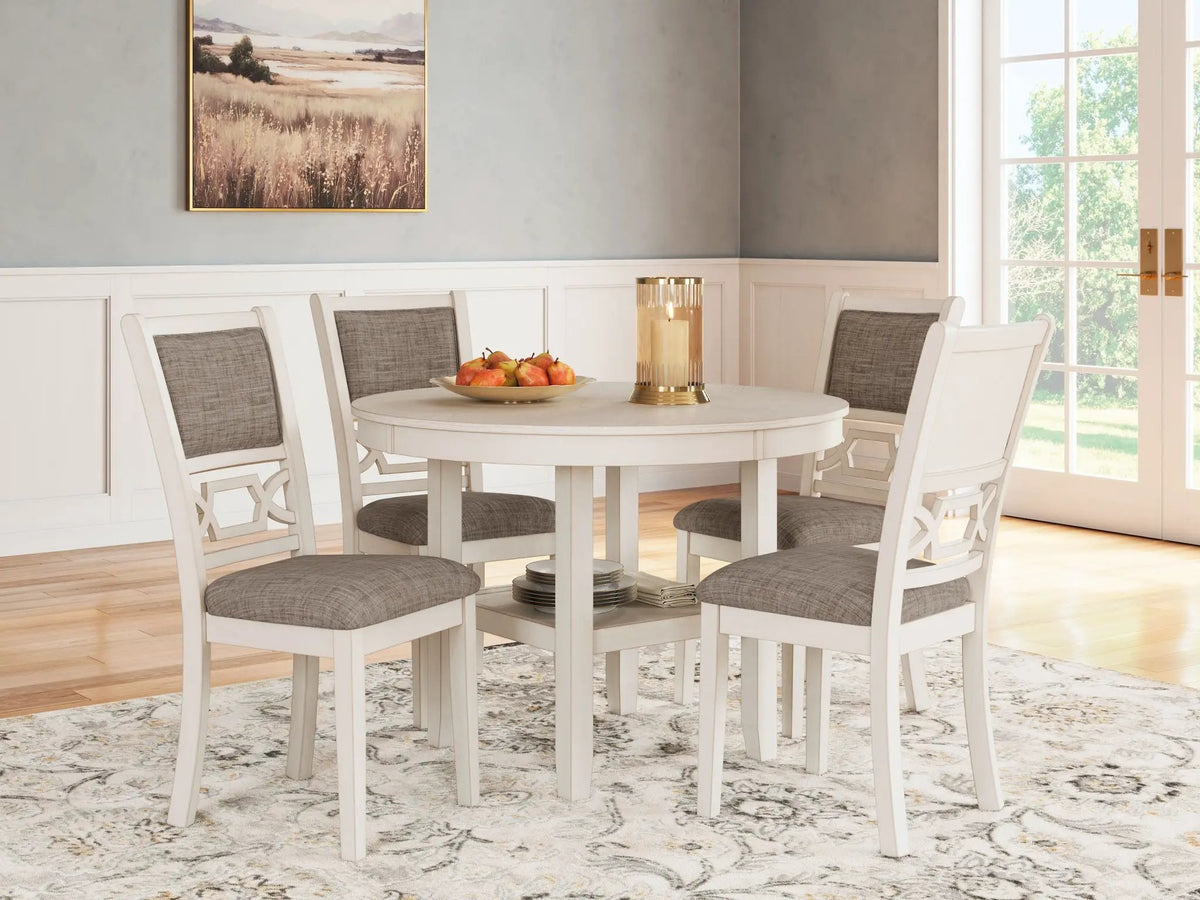 Erinberg Dining Table Set | 5-Piece | Antique White Finish | 42 Inch Square Table