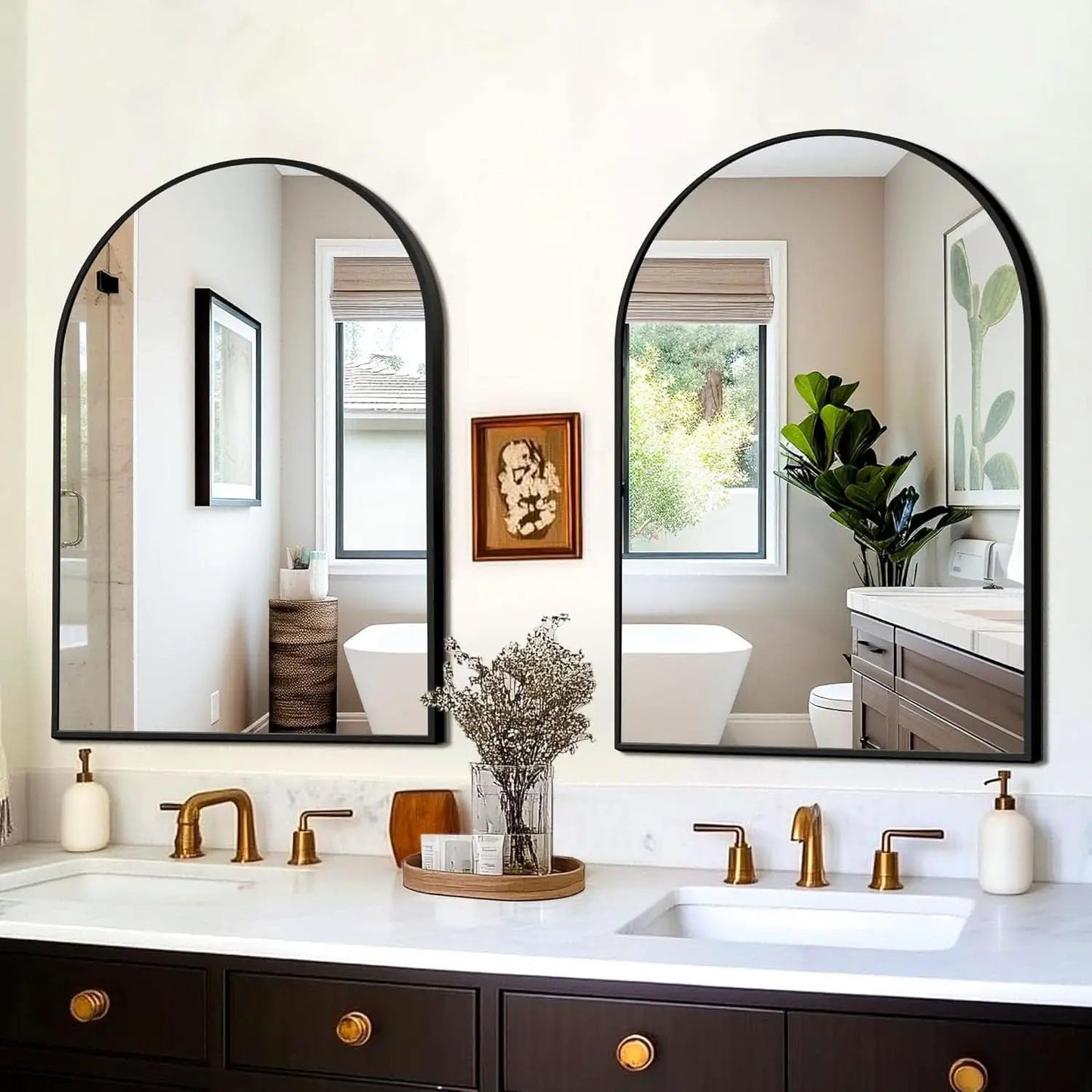 Arched Vanity Mirror 24 By 36 Inches Black Set Of Two from PriceLows™