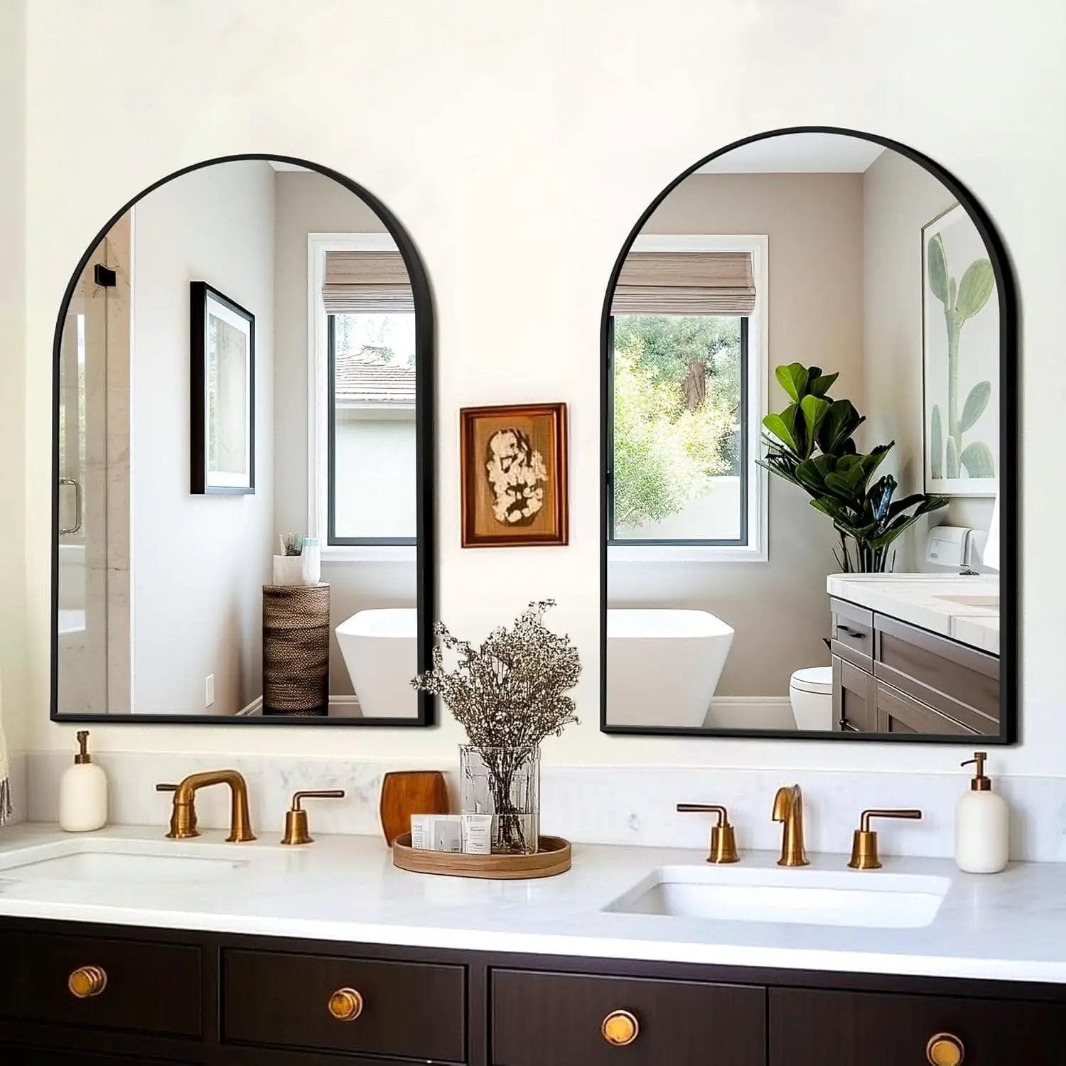 Arched Vanity Mirror 24 By 36 Inches Black Set Of Two from PriceLows™